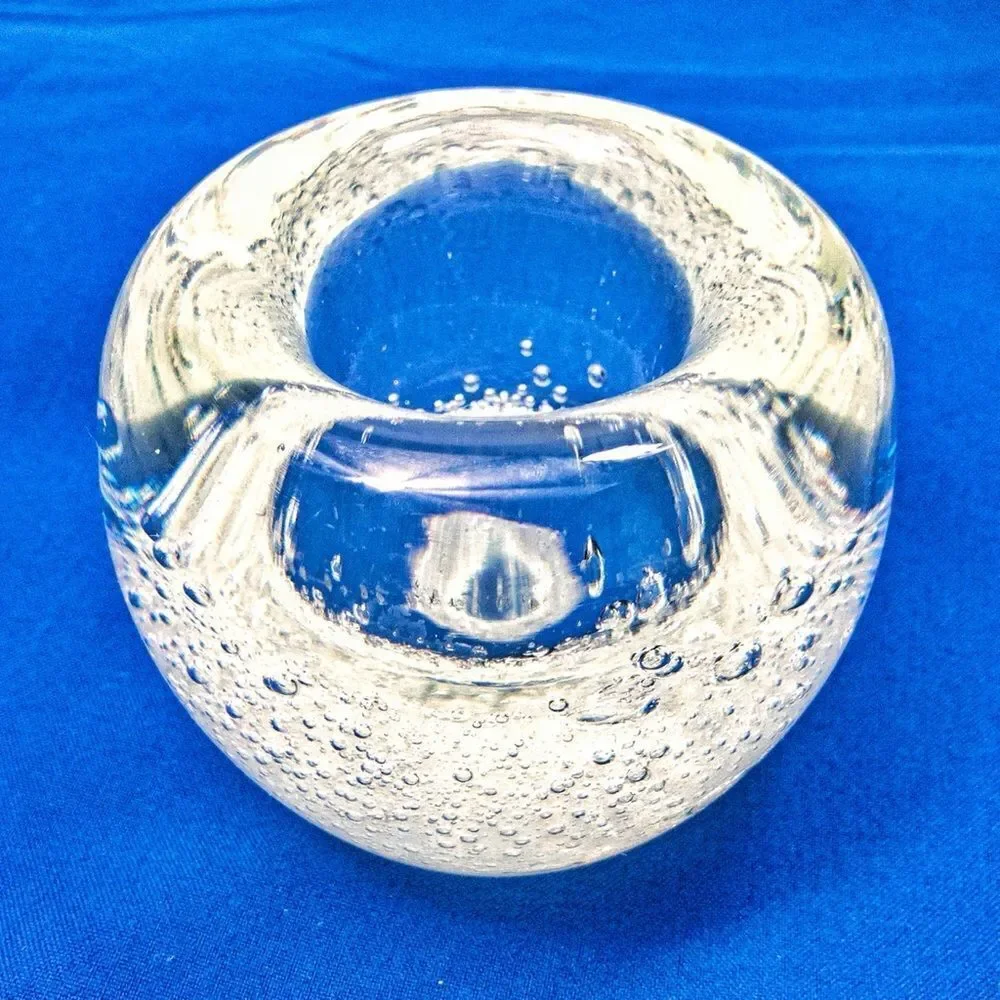 VTG Clear Blown Glass Bubbles Votive Candle Holder